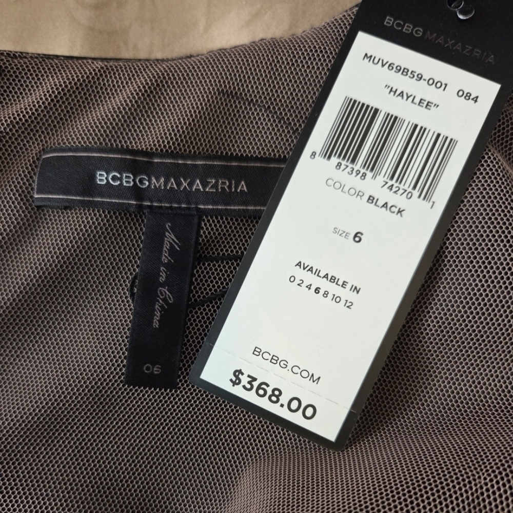 BCBGMaxAzria Haylee Black Maxi Dress with Lace Accent, Sz 6 - Picture 8 of 8